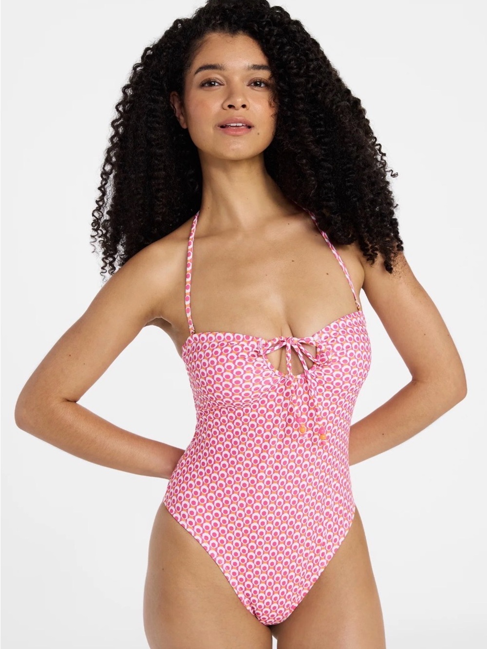 No Boundaries Pink and White Patterned One-Piece Swimsuit